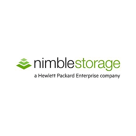 Logo von Nimble Storage: Ein grünes Logo mit dem Wort "nimble" in Schwarz und "storage" in Grün, darunter der Text "a Hewlett Packard Enterprise company".