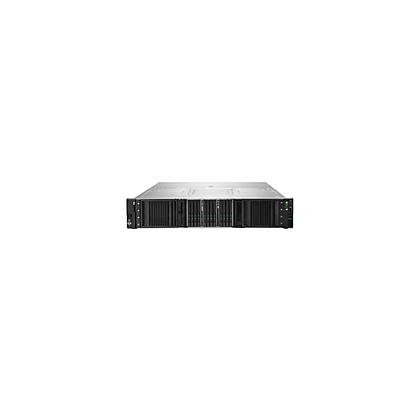 Un rack de serveur en gris et noir. Façade avec de nombreux évents et LED de fonctionnement.