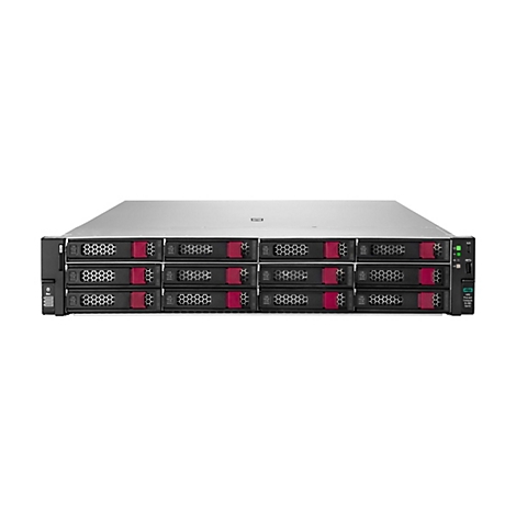 Ein Server-Rack mit schwarzen Einschüben und roten Details.