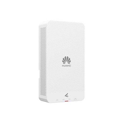 Routeur Huawei blanc avec logo et ports. Moitié supérieure avec motif rainuré.
