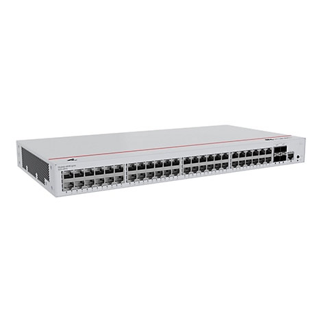 Ein weißer Netzwerk-Switch mit vielen Anschlüssen. Aufschrift "Huawei eKitEngine S220-48P4X".