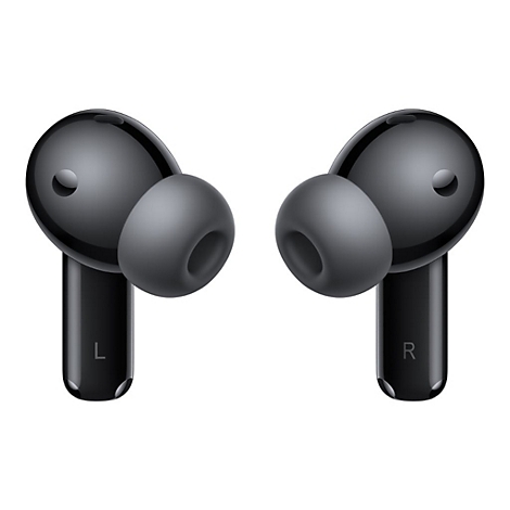 Zwei schwarze In-Ear-Kopfhörer mit Silikonstöpseln vor weißem Hintergrund.