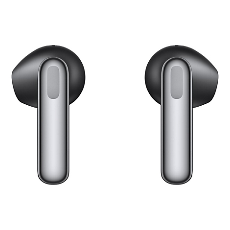 Zwei schwarze In-Ear-Kopfhörer mit länglichem Design vor weißem Hintergrund.