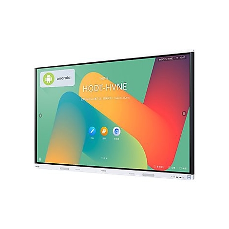 Großer, rechteckiger Bildschirm mit Android-Logo und Schriftzug "HODT-HVNE" mit bunten Farbkringeln.