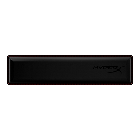 Schwarzes Handgelenkstütze mit roten Nähten und HyperX Logo.