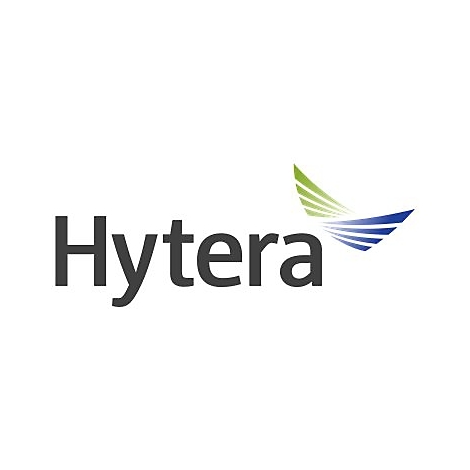 Firmenlogo von Hytera, bestehend aus dem dunkelgrauen Schriftzug Hytera und einem stilisierten, blau-grünen Flügel.