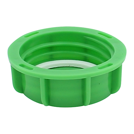 Green plastic cap with white rubber ring.