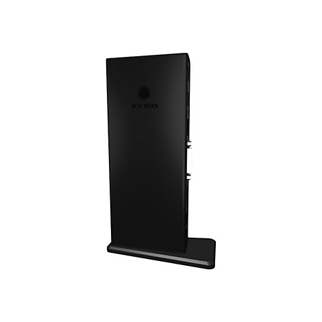 Refroidisseur noir, vertical, avec inscription ICY BOX, sur fond blanc.