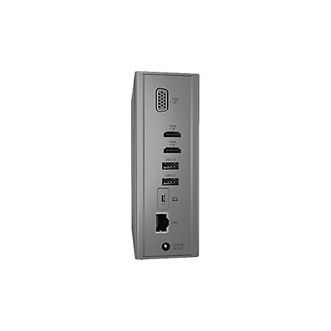 Graues elektronisches GerÃ¤t mit AnschlÃ¼ssen: VGA, HDMI, USB, LAN.
