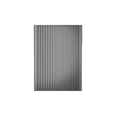 Plaque grise avec lamelles verticales sur fond blanc.