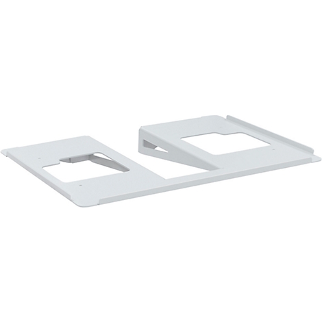 Two white, rectangular plastic parts with rectangular cutouts.