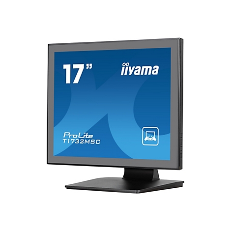 L'iiyama ProLite T1732MSC-B1 est un écran tactile de 17 pouces avec un cadre et un pied noirs.