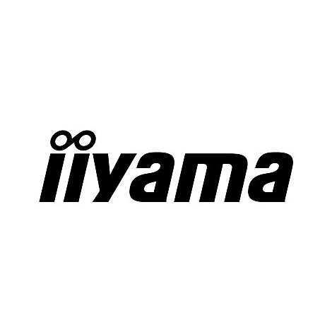 Logo iiyama en noir et blanc. Un ∞ couché au-dessus du mot iiyama en gras.