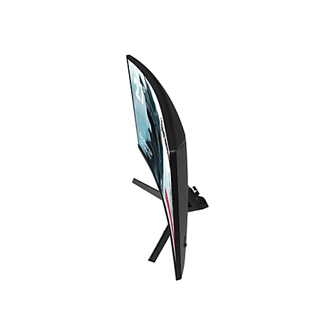 Un moniteur noir incurvé vu légèrement d'en haut, avec l'inscription "G-Master" sur l'écran.