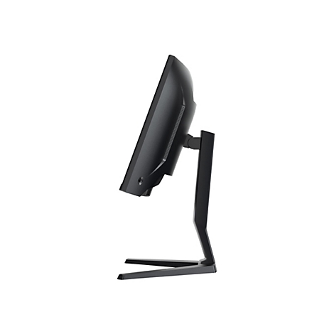 Schwarzer Computermonitor im Profil, auf weißem Hintergrund.