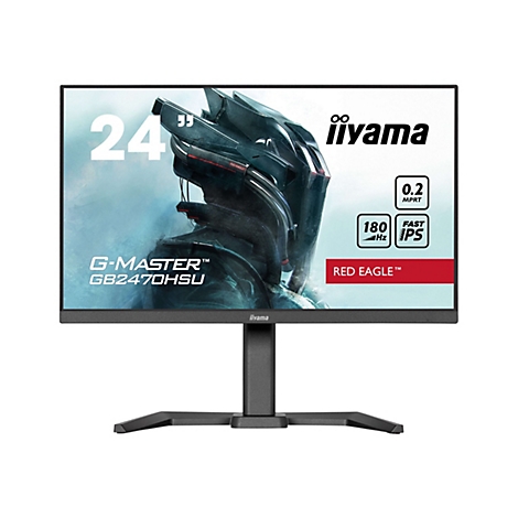 Ein schwarzer iiyama G-Master Monitor, mit dem Schriftzug "RED EAGLE". Der Bildschirm zeigt ein düsteres Bild.