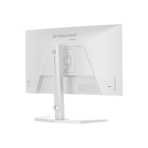Rückseite eines weißen Monitors mit Standfuß. Schriftzüge: G-MASTER, by Iiyama, Red Eagle.