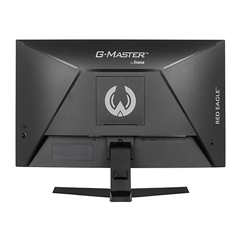 Rückseite eines schwarzen Gaming-Monitors mit der Aufschrift "G-MASTER™" und "RED EAGLE™".