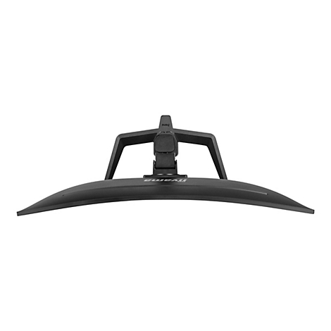 Vue de dessus d'un écran noir, dont le pied et l'écran sont incurvés. Le logo 'iiyama' est visible.