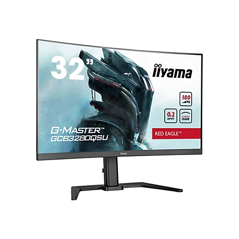 Un moniteur incurvé iiyama G-Master, avec un écran de 32 pouces et les mots "Red Eagle".