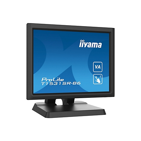 Schwarzer iiyama ProLite T1531SR-B6 Touchscreen-Monitor vor weißem Hintergrund.