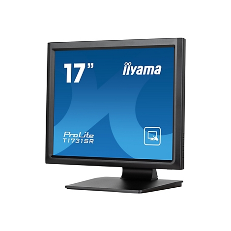 Ein schwarzer Touchscreen-Monitor mit der Aufschrift 17" iiYama ProLite T1731SR.