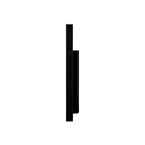 Schwarzes Tablet im Profil, hochkant. Die linke Seite ist schmal, die rechte Seite breiter, mit einem kleinen schwarzen Element.