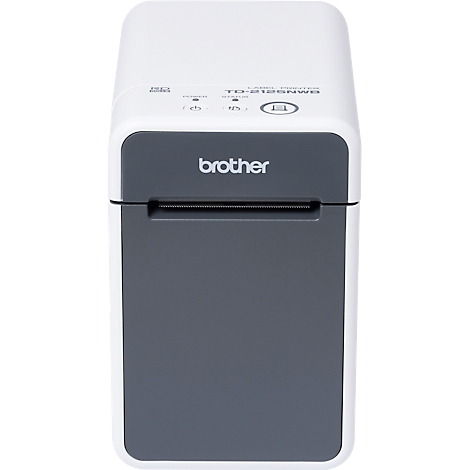 Imprimante d'étiquettes Brother, blanc-gris, avec logo de l'entreprise.