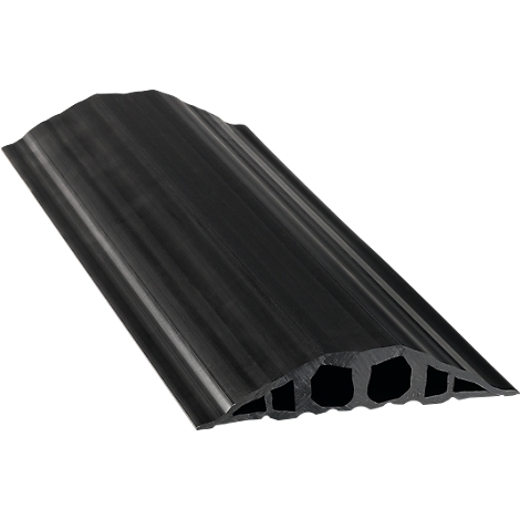 A black cable duct, running diagonally from bottom left to top right.