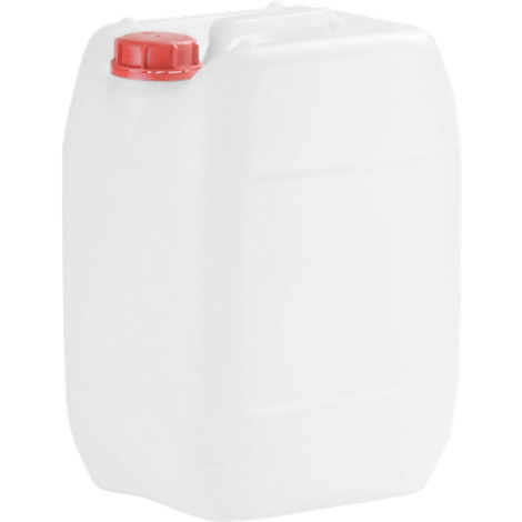 White canister with red lid. The canister has a rectangular shape with rounded corners.