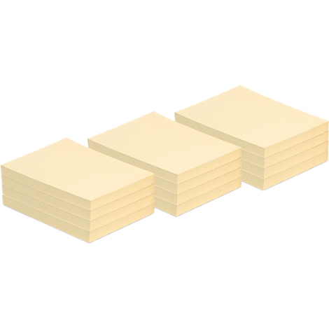 Three stacks of yellow paper, shown in perspective.
