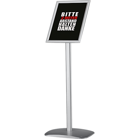 Information stand with the text: Please keep 2 meters distance. Thank you!