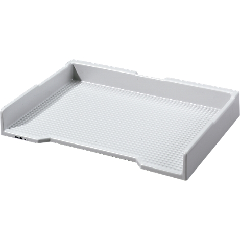 White tray with textured bottom, photographed diagonally from above.