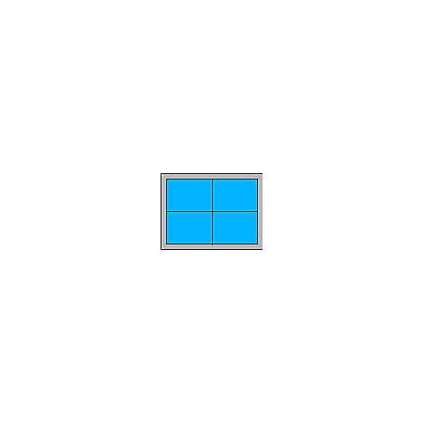 Square shape with blue-filled sections, divided into four equal parts by horizontal and vertical lines.