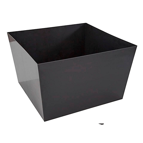 Square, black planter with slightly sloping sides, isolated on a white background.