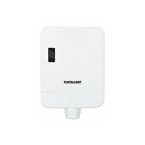 Weißer, rechteckiger Intellinet Outdoor Access Point mit schwarzem Logo und LED-Statusanzeige.