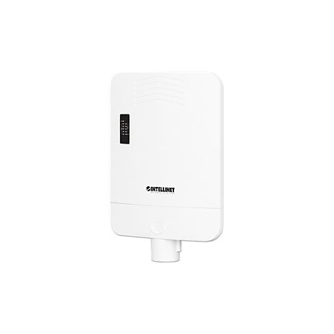 Ein weißer, rechteckiger WLAN-Außen-Access-Point von Intellinet vor weißem Hintergrund.