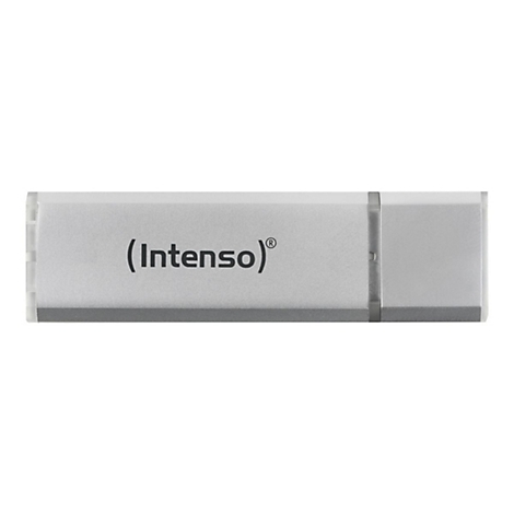 Une clÃ© USB argentÃ©e brillante avec l'inscription (Intenso)Â®.