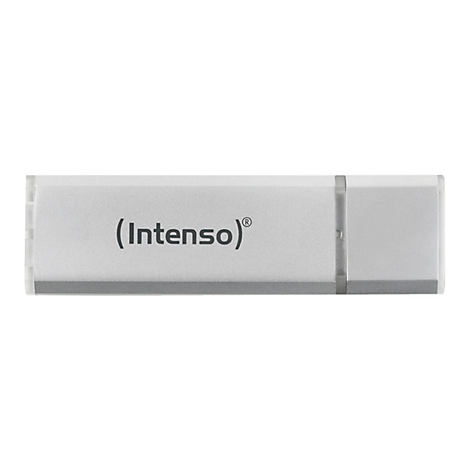 Silberner USB-Stick mit Aufdruck '(Intenso)'.