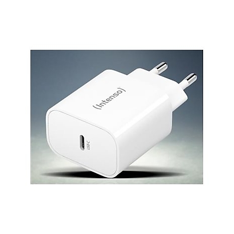 Weißes Ladegerät mit USB-C-Anschluss und dem Schriftzug (Intenso).