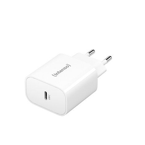 Weißes Ladegerät mit USB-C-Anschluss, Stecker, Logo: (Intenso).