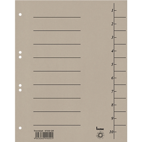 Une feuille perforée beige avec des lignes horizontales et une numérotation verticale de 1 à 10.
