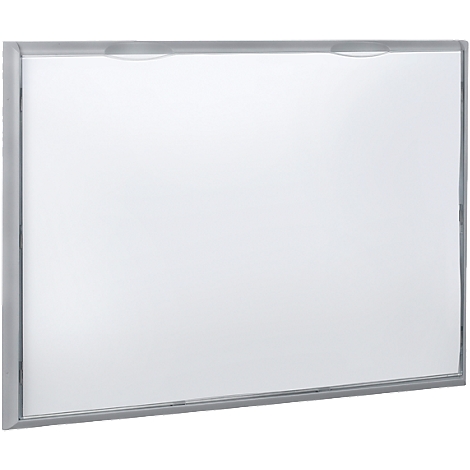 A rectangular, silver frame enclosing an empty white rectangle. At the top are two small, round grip recesses.