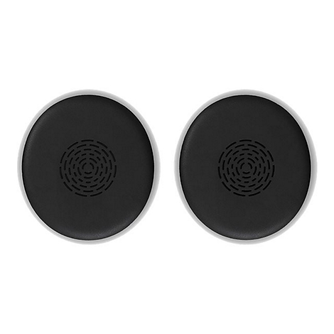 Deux objets ronds noirs avec des motifs circulaires, bordés de blanc. Ils sont côte à côte.