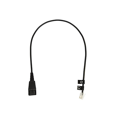 Câble téléphonique noir avec deux connecteurs. L'un indique "10-00-0088", l'autre "CE".