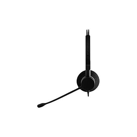 Schwarzes Headset mit Mikrofon auf weißem Hintergrund.