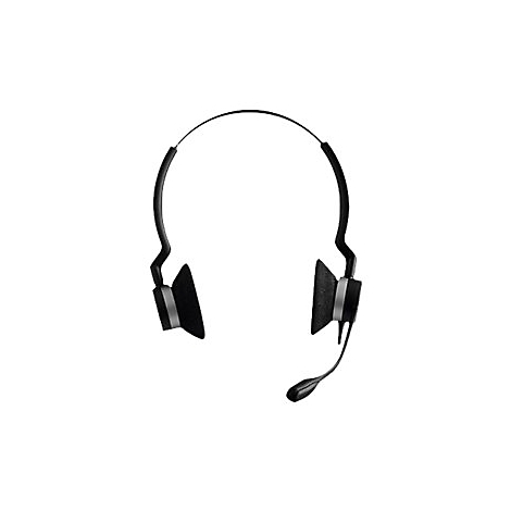 Schwarzes Headset mit Mikrofon auf weißem Hintergrund.