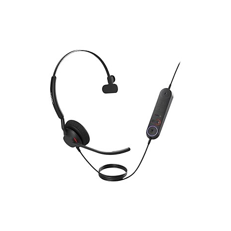 Schwarzes Headset mit Mikrofon, Ohrmuschel und Bedienelement.