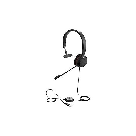 Casque noir avec microphone, connecteur USB, pour les appels. PiÃ¨ce unique, isolÃ©e.