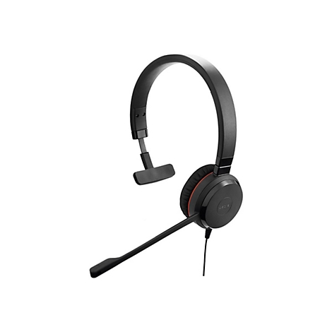 Casque noir avec microphone sur fond blanc.